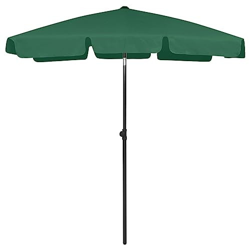 Makastle Parasol de plage, parasol de jardin exterieur, Ombrelle Inclinaison, pour plage, balcon & terrasse, vert 180x120 cm