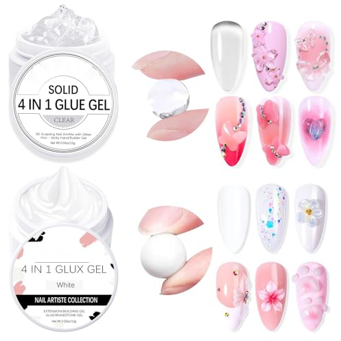 GZSYY Builder Gel für Nägel Aufbaugel für Gelnägel 4 in 1 Nail Glue 3d Gel Nail Art Glue Gel Clear Weiß