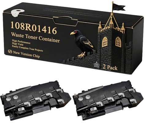 108R01416 Waste Toner Container Compatible for Xerox Phaser 6510 6510DN 6510N Printers, With Chip, 30000 Pages, Vibrant Colours (2-Pack Black)