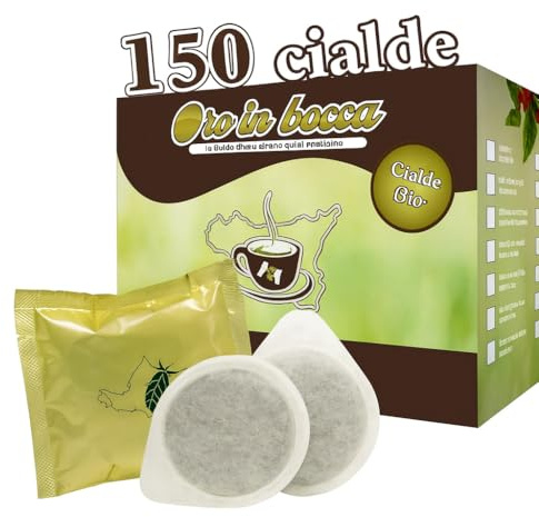 Oro in Bocca Cialde Caffè Oro – Miscela Robusta e Arabica per Espresso Cremoso e Aromatico, Cialde Compatibili con Macchine Espresso, Gusto Equilibrato, Corposo e dal Profumo Intenso (150, Oro)