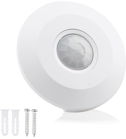Infrared Motion Sensor Lights Indoor PIR Sensor Ceiling Surface Mounted Recessed Infrared Motion Detector LED Light Suitable Programmable Range max. 6m /360° 2000/1000W IP20 4-Wire White