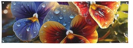 Bandera de 180 x 60 cm, letreros grandes personalizados para colgar en la pared, telón de fondo de flores de pensamiento, pancartas de arte para interiores y exteriores, para negocios, fiestas de