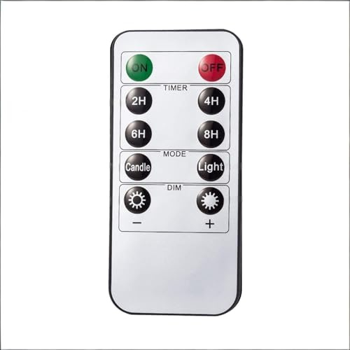 Koelaa LED Kerzen Fernbedienung – Dimmen, 2/4/6/8h Timer, 24h Auto-Zyklus, Flacker-/Steady-Modus, Funktioniert LED Kerzen
