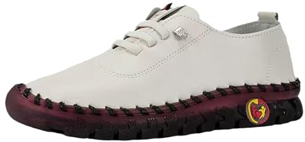 Zapatos de verano para mujer, cómodos, anchos, de piel, 40, elegantes, para senderismo, plataforma, trekking, ligeros, antideslizantes, para ocio, transpirables, para correr, Blanco, 39 EU