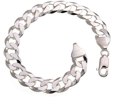 Silberketten-Store Panzerkette Armband Herren Silber 10mm I Panzerarmband Herren Silber 925 nickelfrei I Männer Armband 2,4mm Stärke mit Karabiner