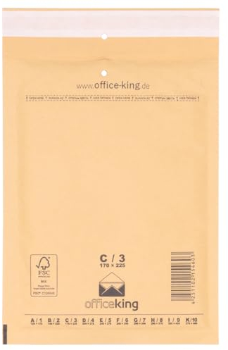 800 x Luftpolstertaschen braun Gr. C/3 (170x225 mm) DIN A5 B6+ - Marken-Qualität von OfficeKing®