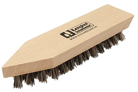 Schuhbürste Schmutzbürste für Schuhe – Schuhputzbürste mit Kokosfasern und ergonomischem Holzgriff - Naturborsten zur kraftvollen Reinigung ihrer Schuhe und Stiefel - Made in Germany