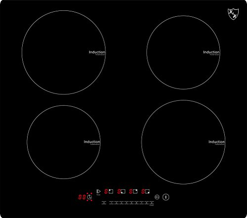 K&H Induktionskochfeld IN-6804 [4 ZONEN] - Induktionskochplatte - Induktionsherdplatte Sensor Touch Control Steuerung - Kochfeld Induktion - Autark zum Einbau - 59CM - 6800 Watt - 17 Leistungsstufen