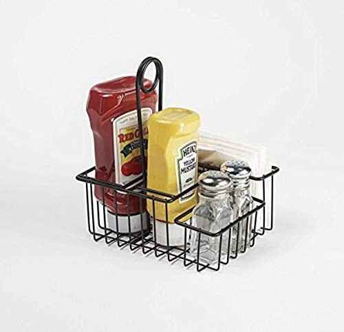 G.E.T. 4-31696 4 Compartment Condiment Caddy, Teflon Coated, 8 x 6.5, Black