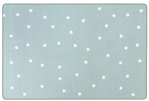 Primaflor Kinderteppich Stella | Grün | 100 x 150 cm | Robust, pflegeleicht und für Fußbodenheizung geeignet; Sternenmuster als Spielunterlage und Dekoration im Kinderzimmer