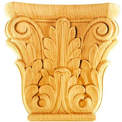 Déco Parisienne Chapiteau corinthien sculpté 160x160 Console à Volute en Bois Massif KA629