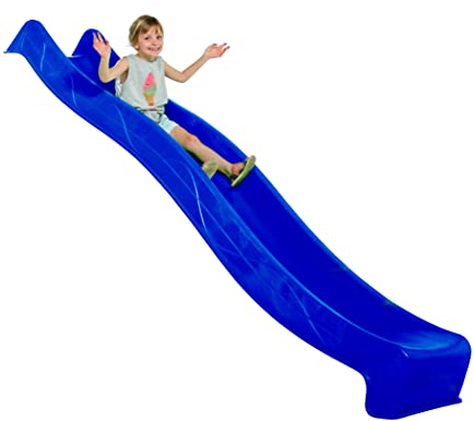 Gartenwelt Riegelsberger Wellenrutsche 290 cm Blau mit Wasseranschluss Anbaurutsche für Podesthöhe 150 cm Kinderrutsche für Spielturm oder Schaukel inkl. Montageschrauben