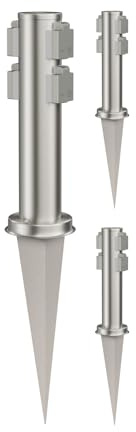 ledscom.de 3X Pilar de Toma de jardín PORU con piqueta de Tierra para Exteriores, 4 vías, Acero Inoxidable, Redondo, 38cm