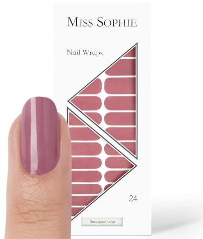 Original Miss Sophie Nagelfolien Rosewood Love I 24 ultra-dünne Nagellack-Streifen einfarbig in Rosa I Für Finger- & Fußnägel I Hält auf Natur- sowie lackierten, Acryl-, Gel- & Shellac-Nägeln