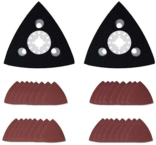 Multi Tool Sanding Pad Replacement for Makita, Worx, Fein Multimaster Oscillating Multitool Accessories 80 MM with 40/80/180/240 Sanding Sheets by Poweka (34PCS)