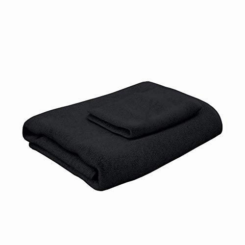 PARAMAISON Asciugamani Bagno Viso e Bidet, Set Venere (1+1), 100% Cotone 420 Grammi, Casa, Piscina, Palestra, Nero