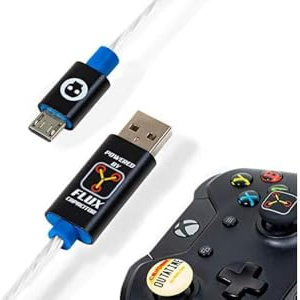 Numskull Official Back To The Future LED Micro USB Cable and Thumb Stick Grips - 1.5m Fast Charging Lead - Compatible with Xbox One, PlayStation 4 [video game]