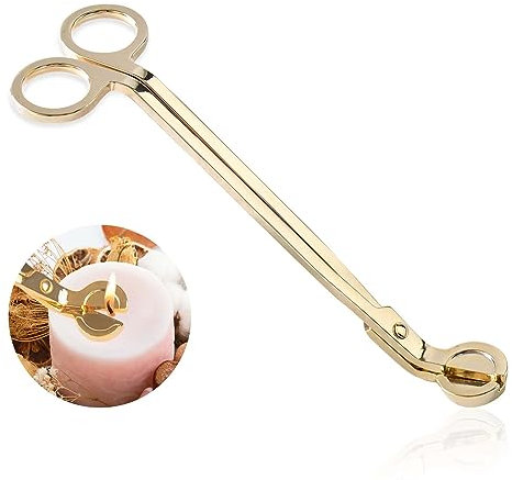 Cuayaes Kerzendochtschneider, Polierter Edelstahl delstahl Kerzen Dochtschneider, Dochtschere die tief in Kerzen hineinreicht, um verbrauchte Dochte abzuschneiden (Gold)