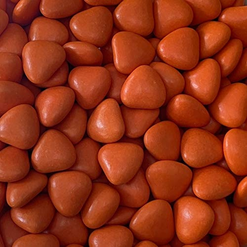 Herzdragees orange 1 kg - Gastgeschenk Hochzeit orange Bonboniere Candy Bar Give Away - Schokoherzen orange Schokoladenherzen Schokolinsen Herz Schokodragees - Alternative zu Hochzeitsmandeln orange