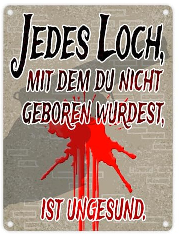 Metallschild in 15x20 cm Jedes Loch - Warnschild für Einbrecher bewaffneter Hausbesitzer lustiges Schild für die Hauswand zur Abschreckung von Dieben die nicht noch mehr Löcher im