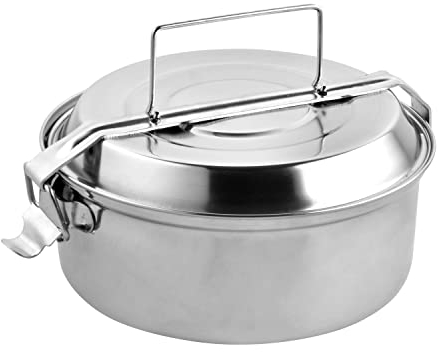 Fiambrera Metalica De Acero Inoxidable Con 2 Platos Ø 18 cm. Lunch Box, Fiambrera Metalica, Porta Alimentos Metalico,