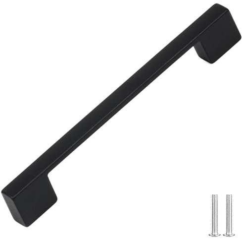 Decoranddecor Dimora D-Shape Cupboard Handles | Rectangular Kitchen Handles for Cupboards | Cabinet Pulls - 96mm Or 128mm, Matt Black