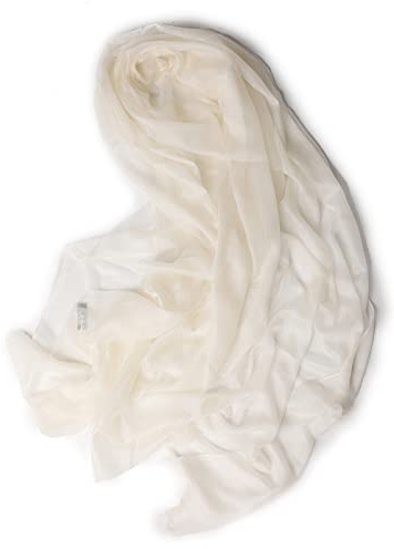 Prettystern Mujer 100% Cachemir Anillo Pashmina Mantón Vestido de Noche Pashmina Hombros XL hilos Cashmere fino crema-blanco