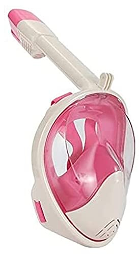Vollgesichts-Silikon-Schnorchel-Set, 180°-Meerblick, geeignet für Erwachsene und Kinder, Tauchmasken, Dry Top Anti Seepage Water Breathing System (Pink S) (Pink S)