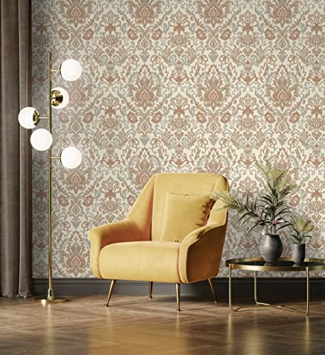 GAULAN 500676407 - Carta da parati in vinile damasco elegante effetto trama di tessuto intrecciato in rilievo per pareti soggiorno cucina bagno camera da - Campione DIN A4