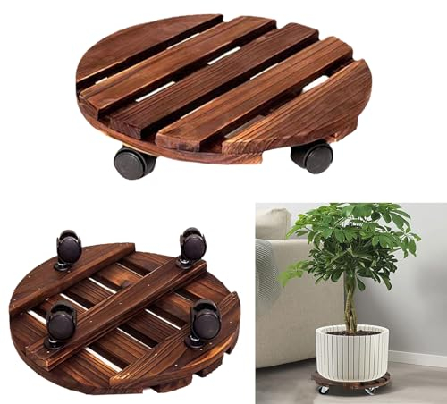 Catekro Plant Caddy With Wheels Plant Holder Plant Box Round Pot Carrier Pot Mover Heavy Duty Round Plant Mover For Indoor-Outdoor Use (30cm)