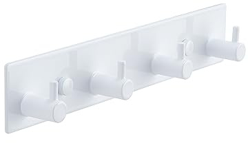 QNIIAED Coat Hook Wall Mounted, Door Hooks Screw in Coat Racks 4 Hooks | Stainless Steel Heavy Duty Back of Towel Rack for Bathroom Kitchen,Bedroom,Hold Up To 10Kg,for Robes Keys Bags(White)