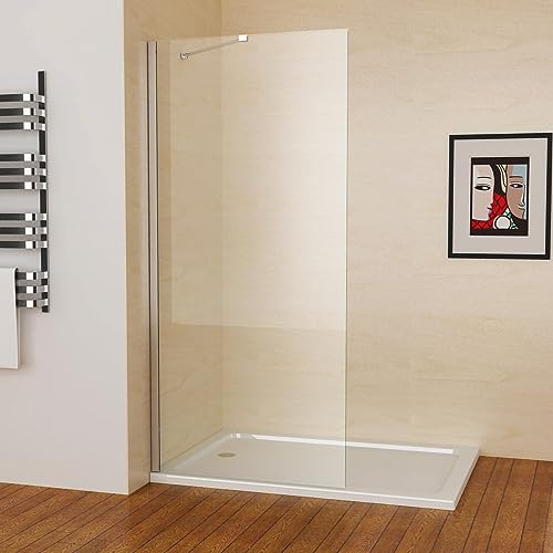 MEESALISA Duschwand für Dusche 80 x 183 cm, 6mm ESG NANO klares Glas Duschwand mit Haltestange, Walk in Duschabtrennung Duschtrennwand für Bad, WC, Badezimmer