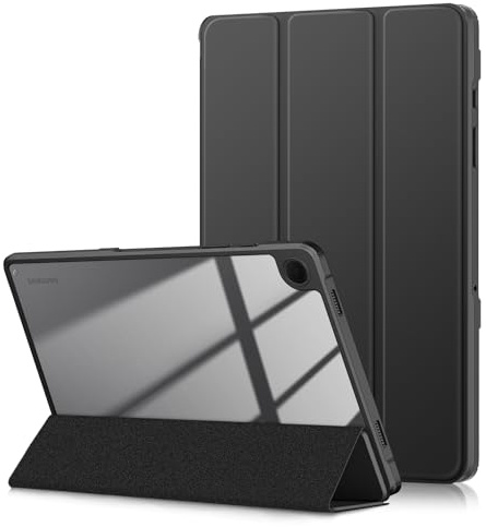 TOPCASE Hybird fodral kompatibelt med Samsung Galaxy Tab A9 Plus/A9+ 11 tum SM-X210 X216 X218 surfplatta tredelat skydd med funktionsstativ och automatisk vila/vakna, svart