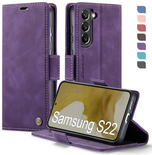 XYGLOW Handyhülle für Samsung Galaxy S22 5G Hülle Premium PU Lederhülle Klapphülle【RFID Schutz】 Kartenfach Standfunktion Schutzhülle für Samsung S22 5G Flip Case Wallet Tasche Klappbar Cover, Lila