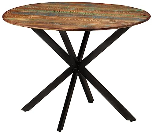 MNISDFL Konferenztisch Bartisch Stehtisch Balkontisch Esstisch Ø110x78 cm Altholz Massiv und StahlLeicht zu montieren
