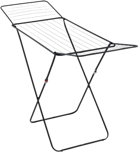 FERRETERIA LEPANTO Tendedero de Ropa Plegable, Estructura Metálica Ligera de Color Negro, Capacidad para 20 Metros, Medida Abierto 180 x 55 x 89 cm
