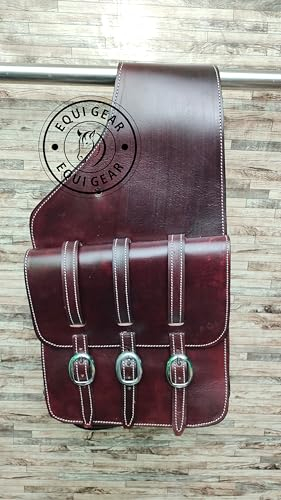 EQUIGEAR Western-Leder-Satteltasche für Pferde | Reitvergnügen Wanderritt geeignet für Reiten und Fassrennen | Satteltasche mit verstellbarem Riemen GRÖSSE: 10X10X3 SA-25