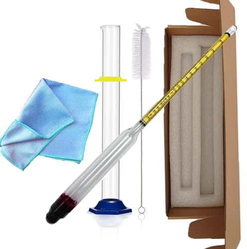 Alcohol Hydrometer Meter Test Kit 0-200 Proof & Tralle,with Glass Test Jar,Accurate Tester & Glass Cylinder for Proofing Distilled Spirits & Moonshine Alcoholmeter Testing Set,HDRELEODY