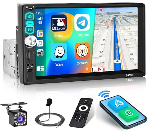 Inefala Autoradio CarPlay 1 DIN avec Android Auto, Écran Tactile de 7 Pouces avec Bluetooth Lien Miroir Radio FM, EQ,TF, SWC, AUX, USB, Caméra de Recul
