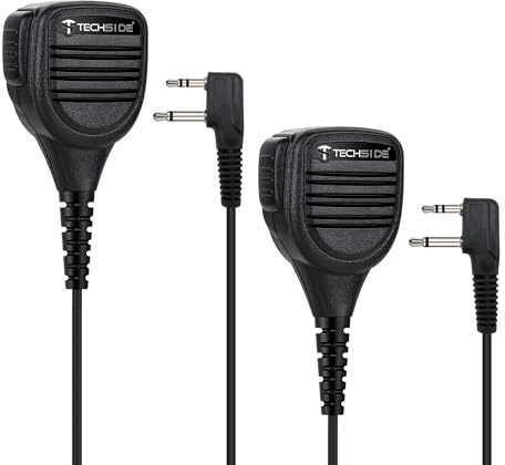 TechSide Microfono Altoparlante da Spalla Impermeabile 2 Pin Midland + Jack 3,5 + Clip Girevole Radio ricetrasmittenti | Compatibile con G7 pro G9 pro XT70 XT60 XT50 XT40 XT30 MA26-XL C515.05 (2 Pz)