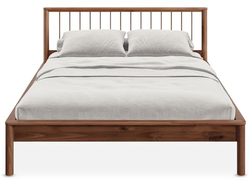 IDIMEX Lit 160 x 200 avec sommier APOANA en Bois Massif Coloris châtaignier, Cadre Robuste avec tête de lit à barreaux, lit Adulte Double pour Chambre Confortable et Moderne, Structure Stable