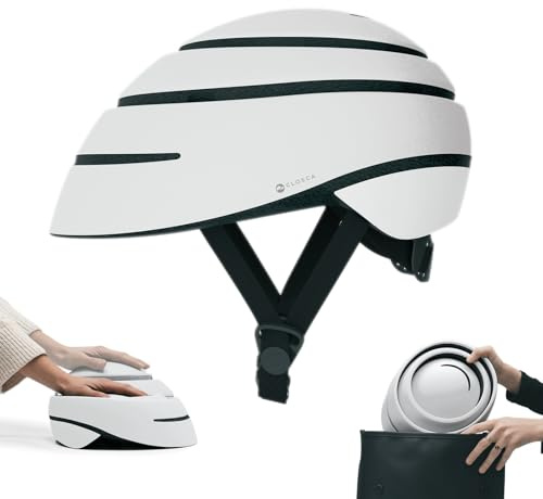 CLOSCA. Casco pieghevole per bicicletta e monopattino elettrico. Leggero, compatto e omologato. Design urbano unisex per uomo e donna. Casco bici adulto per ciclismo e uso in città.(Bianco, M)