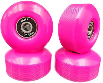 CREAJOY Skateboardhjul, 52 mm 95a, set med 4 med proffslager (rosa)
