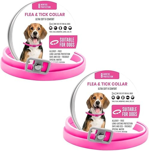 BKEPDY Collar Antiparasitario Perros Ajustable y Impermeable como pulgas Mosquitos y garrapatas al Aire Libre Collar Ajustable de 65cm para Perros y Gatos de Cualquier tamaño 2 Piezas