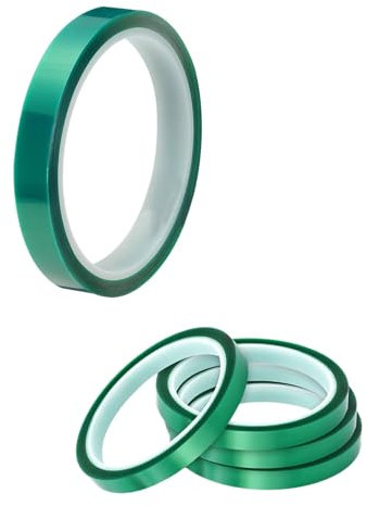 KGDUYC 4 rotoli di nastro adesivo per alte temperature, 10mm x 33m, nastro resistente al calore fino a 230°C, per elettronica, circuiti stampati, trasferimento termico (verde)