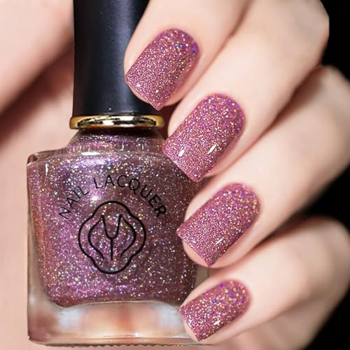 Diamond Glitter nail polish,glitter Nail Varnish Magnet Long Lasting & Quick Dry nail varnish, Auroras Shining No Need Cure Nail Paint Manicure At Home for women (17#Pink)