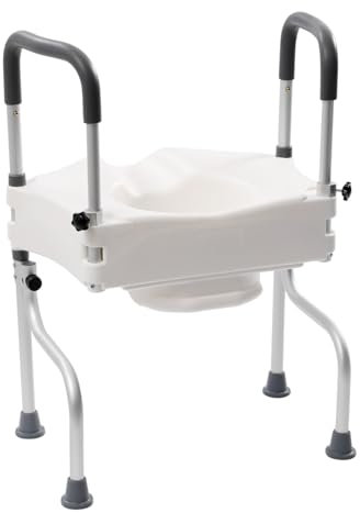 HUSPOO Toilettensitzerhöhung mit Armlehnen, Hebebühne 11cm, Gewichtskapazität 150Kg, WC Stzerhöhung für ältere Menschen, Toilettenaufsatz Sitzerhöhung Toilette Erwachsene, Weiß