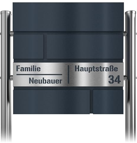 Graviers Design Boîte aux Lettres avec Support - découpe Laser Anthracite RAL 7016 Boîte aux Lettres Personnalisable Gravure INOX - avec Serrure Design 2