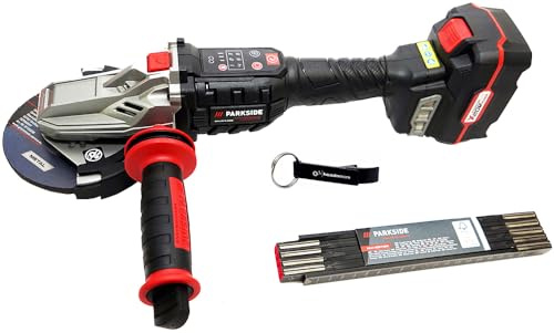 HEADNMORE® Bundle - PARKSIDE PERFORMANCE® 20V batería amoladora angular de cabeza plana PPWSFA 20 incl. 4Ah batería + llavero