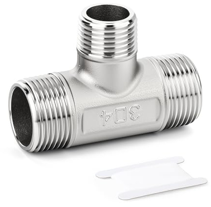 ERGAOBOY Reducing Tee Pipe Fittings, 15MM Male x 10MM Male 304 Stainless Steel T Shaped 3 Way Adapter for Fuel/AIR/Lquid/Gas